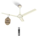 KUHL Fest B1 1200mm BEE 5-Star BLDC Ceiling Fan | 28W Energy Saving (Up to 65%) | High Airflow & Low Noise | Remote as well as Regulator Operated | 5 Year Motor Warranty | ISI Marked (Ivory)