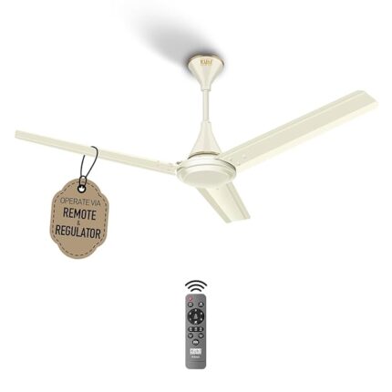 KUHL Fest B1 1200mm BEE 5-Star BLDC Ceiling Fan | 28W Energy Saving (Up to 65%) | High Airflow & Low Noise | Remote as well as Regulator Operated | 5 Year Motor Warranty | ISI Marked (Ivory)