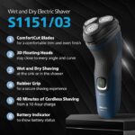 Philips Electric Shaver for Men | ComfortCut Blades | Wet and Dry Shave | 3D Flex Heads | 27 Self Sharpening Blades | Cordless | Waterproof | One Toch Open | 2 Year Warranty | S1151/03,Blue - Image 2