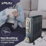 Bajaj Majesty RH 9F Plus 2400 Watts 9 Fin Oil Filled Radiator Room Heater With Fan | ISI Approved | DuraProtek | Temperature Control | Auto Thermal Cut-Out | 2 Yr Warranty - Image 4
