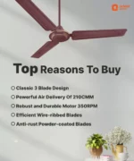 Orient Electric Ujala Air | Rust Resistant | Heavy Motor | BEE-1 Star Rated | Superior Air Flow with 2 Year Warranty Energy Saving 1200 mm Ceiling Fan (1 Star | Brown | Pack of 1) - Image 4
