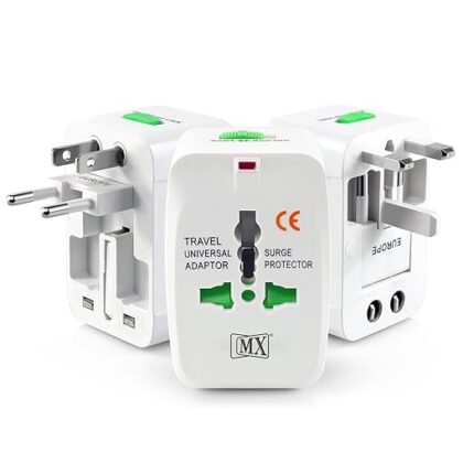 Universal Travel Adapter Worldwide All in One Plug for 150+ Countries, International Power Adapter with US UK EU AU Plug, Compact Travel Adapter with LED Indicator for Mobile Laptop Charger