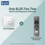KUHL Fest B1 1200mm BEE 5-Star BLDC Ceiling Fan | 28W Energy Saving (Up to 65%) | High Airflow & Low Noise | Remote as well as Regulator Operated | 5 Year Motor Warranty | ISI Marked (Silver Mist) - Image 3