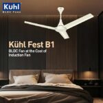 KUHL Fest B1 1200mm BEE 5-Star BLDC Ceiling Fan | 28W Energy Saving (Up to 65%) | High Airflow & Low Noise | Remote as well as Regulator Operated | 5 Year Motor Warranty | ISI Marked (Ivory) - Image 2