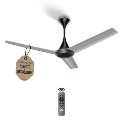 KUHL Fest B1 1200mm BEE 5-Star BLDC Ceiling Fan | 28W Energy Saving (Up to 65%) | High Airflow & Low Noise | Remote as well as Regulator Operated | 5 Year Motor Warranty | ISI Marked (Silver Mist)