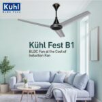 KUHL Fest B1 1200mm BEE 5-Star BLDC Ceiling Fan | 28W Energy Saving (Up to 65%) | High Airflow & Low Noise | Remote as well as Regulator Operated | 5 Year Motor Warranty | ISI Marked (Silver Mist) - Image 2