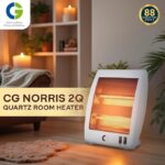 CG Norris 800W 2Q Quartz Room Heater | 2 Heat Settings | Tip Over Safety Switch | Noiseless Operation | Ideal for Rooms up to 150 sqft | White - Image 3