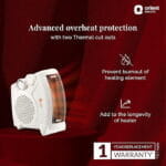 Orient Electric Areva Portable Room Heater | 2000W | Two Heating Modes | Advanced Overheat Protection | Horizontal & Vertical Mount | 1-year replacement warranty by Orient | White - Image 3