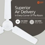 Orient Electric Ujala Air | Rust Resistant | Heavy Motor | BEE-1 Star Rated | Superior Air Flow with 2 Year Warranty Energy Saving 1200 mm Ceiling Fan (1 Star | White | Pack of 1) - Image 4