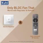 KUHL Fest B1 1200mm BEE 5-Star BLDC Ceiling Fan | 28W Energy Saving (Up to 65%) | High Airflow & Low Noise | Remote as well as Regulator Operated | 5 Year Motor Warranty | ISI Marked (Ivory) - Image 3