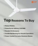 Orient Electric Ujala Air | Rust Resistant | Heavy Motor | BEE-1 Star Rated | Superior Air Flow with 2 Year Warranty Energy Saving 1200 mm Ceiling Fan (1 Star | White | Pack of 1) - Image 3