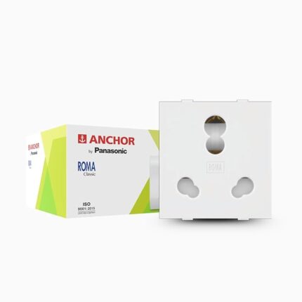 Anchor by Panasonic Roma Classic 6A/16A Twin Socket, Durable and Stylish Electrical Outlet for Home and Office, White, 30828