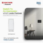 Anchor by Panasonic Roma Classic 10AX One Way Switch, 1 Module Switch for Low to Medium Power Appliances, 10 Years on Site Warranty (21011) - Image 2