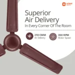 Orient Electric Ujala Air | Rust Resistant | Heavy Motor | BEE-1 Star Rated | Superior Air Flow with 2 Year Warranty Energy Saving 1200 mm Ceiling Fan (1 Star | Brown | Pack of 1) - Image 3