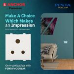 ANCHOR by Panasonic Penta Modular 2M 6 A Polycarbonate 2 In 1 Socket W/O Shutter, White, - Image 2