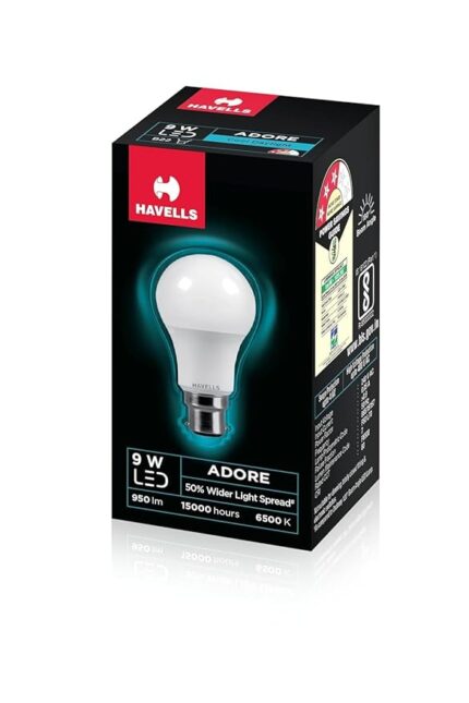 Havells  LED Bulb for Home & Office |B22 LED Bulb Base |Cool Day White Light (6500K) |4Kv Surge Protection |High Voltage Protection |Eco Friendly Energy Efficient | Pack of 1