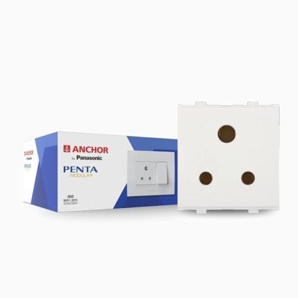 ANCHOR by Panasonic Penta Modular 2M 6 A Polycarbonate 2 In 1 Socket W/O Shutter, White,
